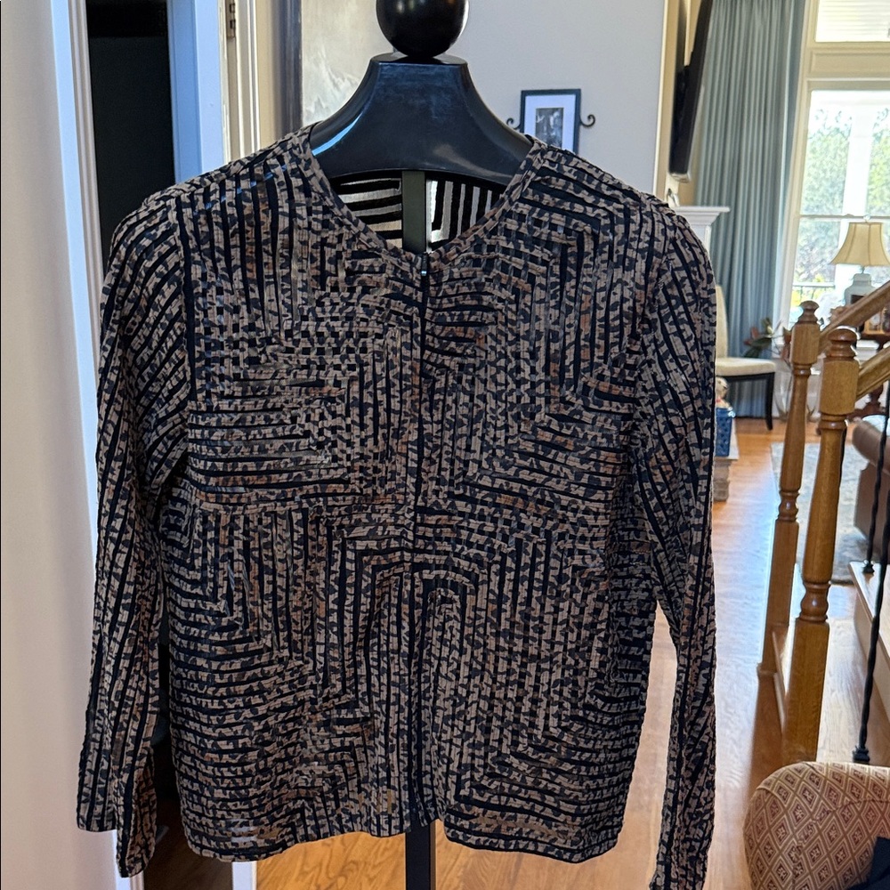 Chicos semi sheer leopard stripe jacket